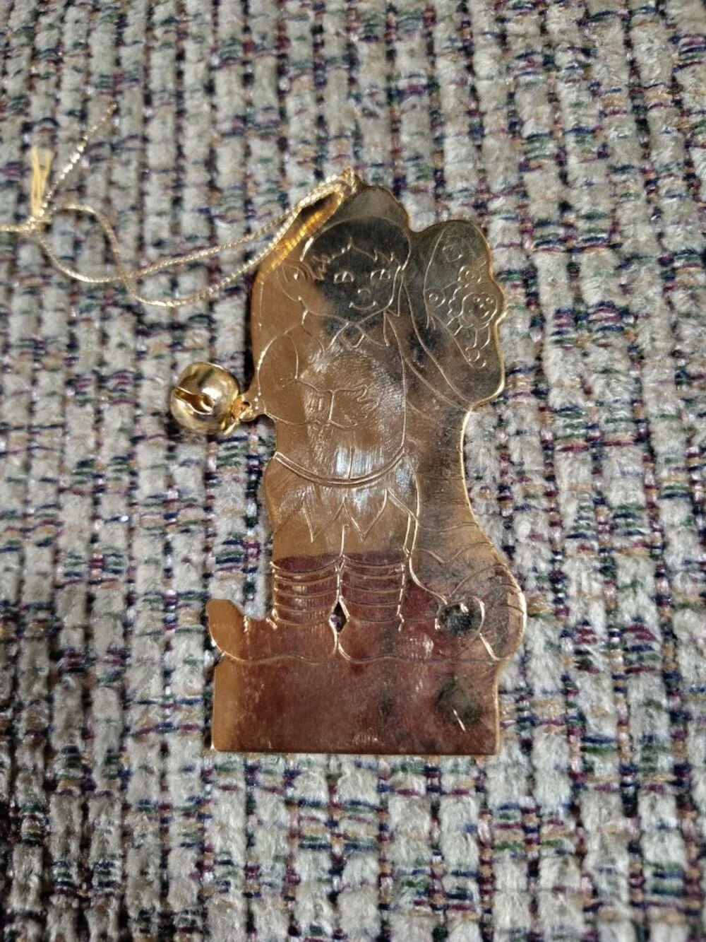 1979 Vintage Gloria Duchin Flat Brass Christmas Stocking and Toy Etched Ornament